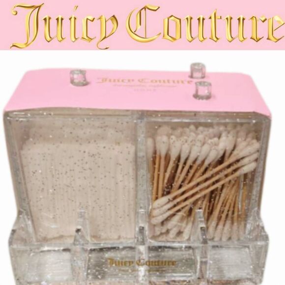 Juicy Couture Home Glitter Infused Cosmetic Organizer w/Cotton Products - Picture 1 of 8